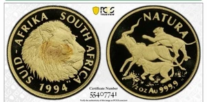 1994 SOUTH AFRICA NATURA LION 1/2 OZ GOLD COIN PCGS PR 68DCAM, PROOF - Picture 1 of 4