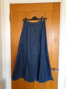Vintage 1990's Topshop Long Denim Skirt Size 10/12 (Small) - Picture 1 of 5
