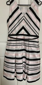 Jessica Howard Striped & Flare Dress Size 12 Pleated Crinoline Shimmer 50’s - Picture 1 of 5