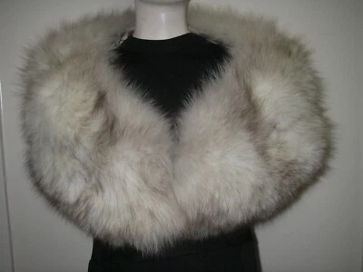 Vintage 1940s Silver Fox Fur Stole Wrap Shrug Wedding Bridal Cape 2 pelt - Image 1 of 4