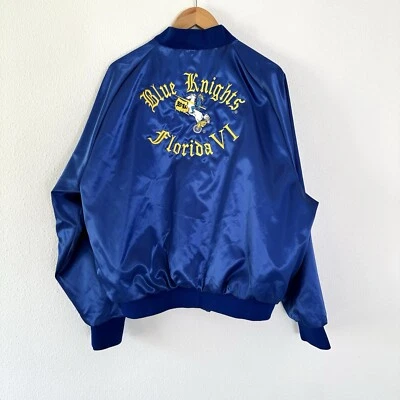 Chaqueta de satén bordada XL Blue Knights Florida Motorcycle Club de colección Foto 1 de 4