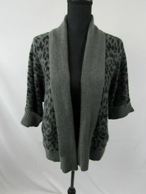 Cárdigan Rafaella Mujer Talla S Angora Conejo Suéter Frente Abierto Estampado Leopardo Foto 1 de 4