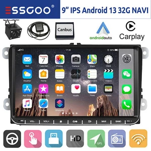 Radio de Coche 9" Carplay Android 13 32G GPS WIFI +Cám Para VW GOLF Jetta Passat - Imagen 1 de 15