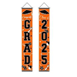 1 Pair Class of 2025 Graduation Banner, Hanging Door Porch Signs Grad Decoration - Picture 1 of 26