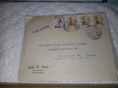 SPAIN-(-1949)-ADVERTISING=JUAN R.ERNST,VALENCIA-COVER TO -ZURICH,SWITZERLAND - Image 1 of 2