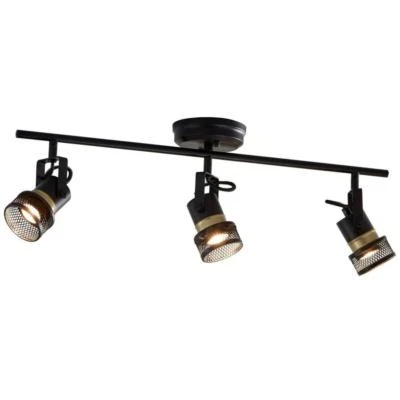 3-Light Mesh Matte Black/Soft Gold Dimmable LED Track Bar Fixed Track Light Kit - Image 1 of 4