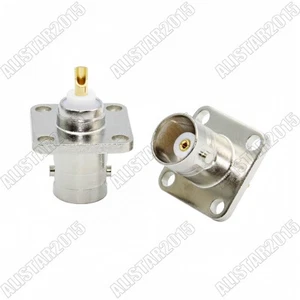 10x BNC Female Jack 4 hole Flange Panel Chassis Mount Coaxial Solder Connector - Picture 1 of 4