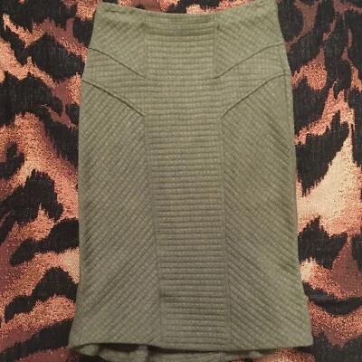 Vtg Y2K DVF Diane Von Furstenberg Magdelena green stretch knit pencil work skirt - Image 1 of 4