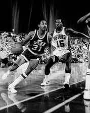 Jerry Eaves of the Utah Jazz drives against Vinnie Johnson of the - Old Photo