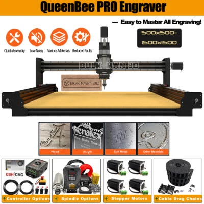 QueenBee PRO CNC Router Machine Full Kit 4Axis HGR Linear Rail CNC Engraver Mill - Image 1 of 4