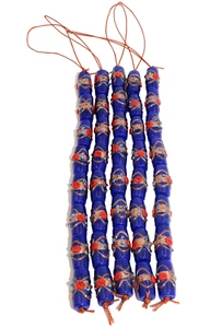 5 Strands Lamp Work Glass Beads 11x22mm Blue Wedding Cake Beads Handmade Glass - Picture 1 of 1