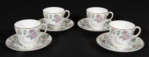 Wedgwood Avon Multicolor Footed Tea Cups & Saucers Set of 4 Leigh Shape - Picture 1 of 9
