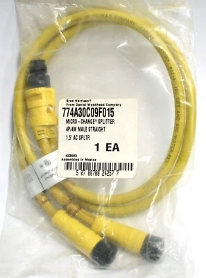 Molex Brad Harrison Woodhead 774A30C09F015 Splitter 4P/4W Cable Male Straig 1.5' - Image 1 of 2