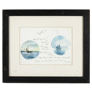 Unique EMIL CARLSEN (1848-1932) Watercolor Painting and Poem - Picture 1 of 4