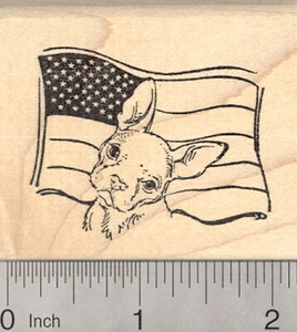 Estampilla de goma del Bulldog Francés 4 de julio, perro con bandera estadounidense H24902 WM - Imagen 1 de 1