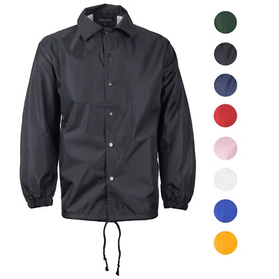 Men's Lightweight Water Resistant Button Up Windbreaker Coach Jacket - Image 1 of 2