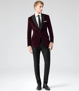 Giacca uomo velluto sposo matrimonio festa cena blazer sera cappotto - Foto 1 di 4