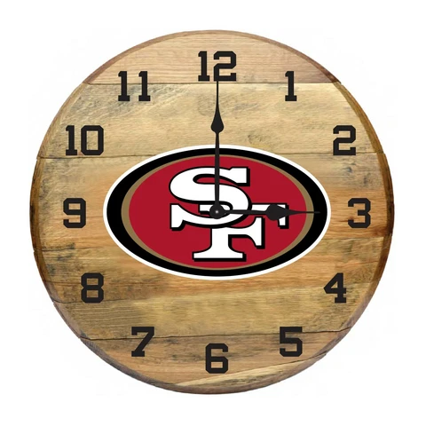 SAN FRANCISCO 49ERS AUTHENTIC OAK BARREL 21" CLOCK Cover