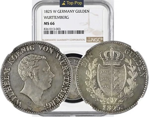 1825-W Germany: Württemberg. Wilhelm I silver Gulden NGC MS66 - Picture 1 of 1