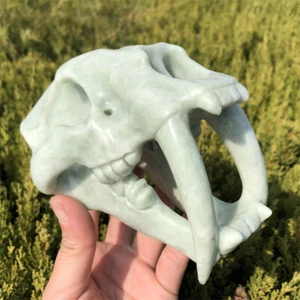 1.84LB Carved Natural Lushan jade Tiger skull Quartz Crystal Healing XK3096 - Picture 1 of 23