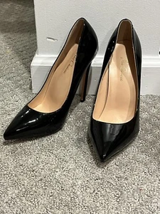 Petit Cadeau Women Pumps Stiletto High Heels Dress Shoes Black Patent Leather 8 - Picture 1 of 13