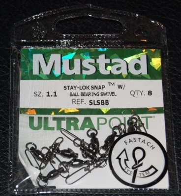 Mustad STAY-LOCK BROCHE DE PRESIÓN CON RODAMIENTO DE BOLAS GIRATORIO Talla 1.1 SLSBB-1.1 Foto 1 de 2