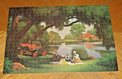 Paul Detlefsen Art - Sunday Picnic - Vintage 1975 Milton Bradley Puzzle - Image 1 of 4
