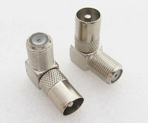 100 piezas TV PAL macho enchufe a tipo F hembra ángulo recto conector adaptador de RF - Imagen 1 de 4