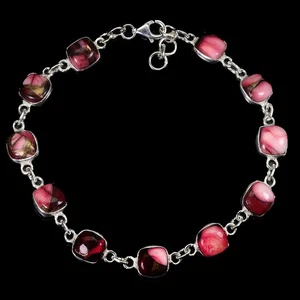 925 Sterling Silver Bracelet Cushion Kingman Turquoise 6mm Handmade Gemstone 7 - Picture 1 of 14