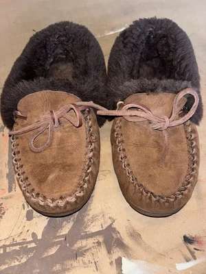 LL Bean Wicked Good Womens 11 Brown Moccasin Slipper Shoes Comfort Winter Warm - Image 1 of 4