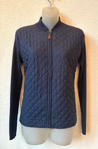 J McLaughlin giacca seta trapuntata donna piccola blu navy maglia manica lunga - Foto 1 di 12
