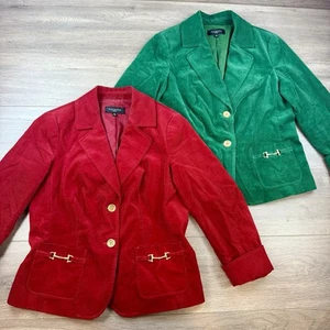 x2 Talbots Christmas Corduroy Velvet Blazer Jackets Lot Women's 10P Petite - Picture 1 of 24