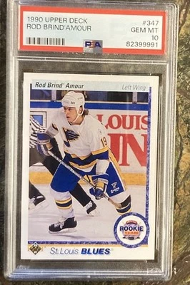 Rob Brind’Amour 1990 Upper Deck #347 Rookie Card PSA 10 St. Louis Blues Pop 44 - Image 1 of 2