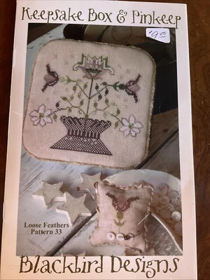 Blackbird Designs KEEPSAKE BOX & PINKEEP Cross Stitch Chart 33 Loose Feathers - Image 1 of 4