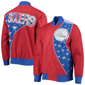 Men's Philadelphia 76ers Red Mitchell & Ness Hardwood Classics 75th Anniversary - Picture 1 of 4
