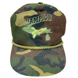 Vintage Camo Trucker Hat Cap Snapback Rope Army Military War 80s 90s Green Mens - Picture 1 of 11