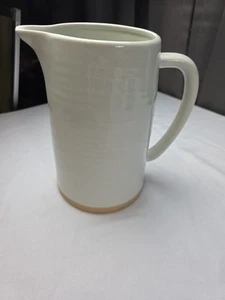 Steinzeug Krug weiß/Ton Boden geriffelt 8,5" Bauernhaus Landhaus EUC - Bild 1 von 11
