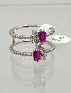 BP Bomb Party July Birthday LC Ruby Corundum Size 8 Ring RBP5154 Rhodium Plated - Picture 1 of 3