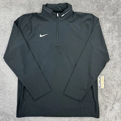Nike Coaches Jacket Mens Medium Black White 1/4 Zip Hooded Pullover Football - Image 1 of 4
