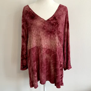 0423 - Bobbie Brooks 3X 24-26 Purple Sequin Long Sleeve Blouse - Picture 1 of 15