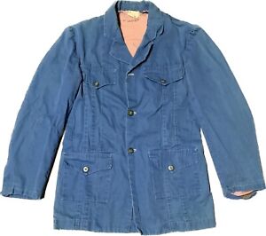 vintage 1930s theater production blue cotton western jacket silk lining