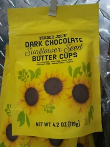 4 Packs Trader Joe's Mini Dark Chocolate Sunflower Seed Butter Cups 4.2 OZ Each - Picture 1 of 2