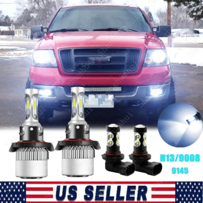 Para Ford F-150 2005-2007 4 piezas 6000K Combo 3 lados Faro LED + Bombillas antiniebla Foto 1 de 4