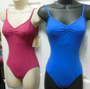 Capezio MC100 Camisole Princess seam pinch front Leotard Blue Mulberry adult  - Picture 1 of 12