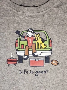 Life Is Good Vintage Shirt Mens Small Tailgater and Dog Long Sleeve Grey 0010 - Picture 1 of 14
