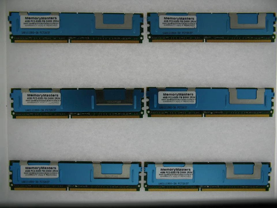 24GB 6x4GB MEMORY PC2-5300 ECC FULLY BUFFERED for SERVERS and WORKSTATIONS - Image 1 of 4