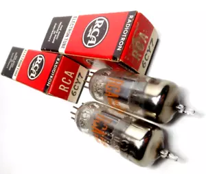 Match PAIR 6CY7 Tubes RCA USA NOS Woo Audio 6 Rockola Grey Black Plate - GE - Picture 1 of 3