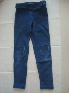 JCRew Crew Cuts Toddler Girls 7Y Hearts Patches Denim Leggings Jeans Pants Blue - Picture 1 of 7