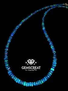 16"Natural Ethiopian Opal Wello Fire Opal Gemstone Bead Necklace Jewelry S15 - Picture 1 of 6