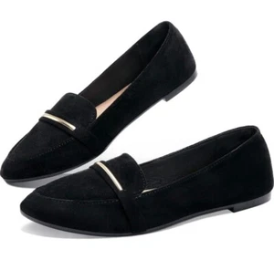 Obtaom Women's Pointy Toe Loafer Flat Comfortable Faux Suede Work Shoes, 9 - Picture 1 of 1